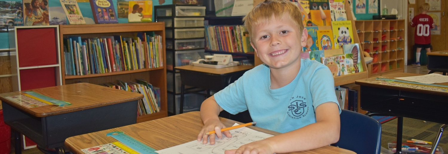 student at desk